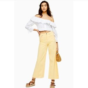 NWT Topshop Yellow High Rise Crop Jeans US 12 Petite